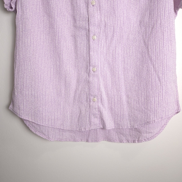 L.L.Bean No Collar‎ Round Neck Organic Cotton Short Sleeve Shirts Blouse M - Picture 3 of 7